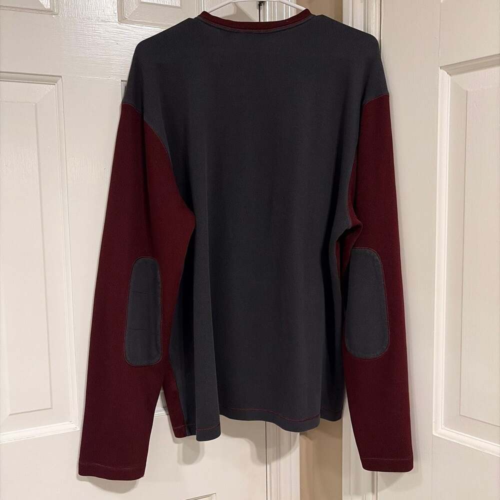 Murano Liquid Luxury Men's Maroon & Gray Long Sleeve V-Neck Pullover Shirt XL - Picture 2 of 7